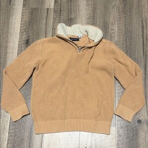 Place Tan Knit Sweater with Zip Collar Kids Boys Size M 7/8